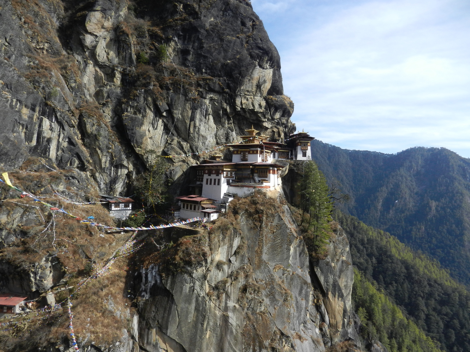 Taktsang Monastery with the steep drop in front - Tiger's nest